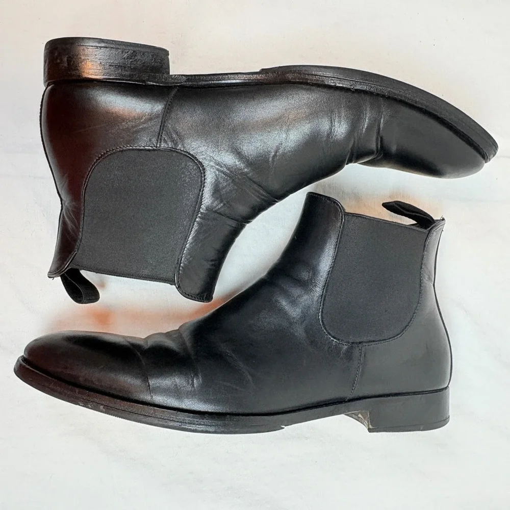 To Boot New York Adam Derrick Men Black Leather Chelsea Boots Italy 9.5 Beatnik